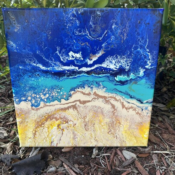 Beach Ocean Acrylic PaintingOcean WavesBeach DaySand and Waves